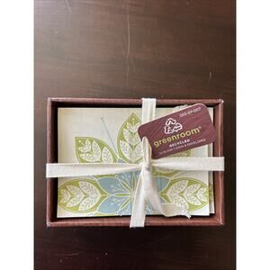 NEW Greenroom 1 Box Of 24 Count Black Cards Recycled Floral Lotus Green Blue